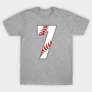 Baseball Number 7 #7 Baseball Shirt Jersey Favorite Player Biggest Fan T-Shirt